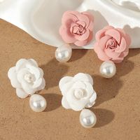 Imitation Pearl Earrings Fashion Cloth Flower Earrings Women main image 2