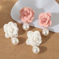 Imitation Pearl Earrings Fashion Cloth Flower Earrings Women main image 3