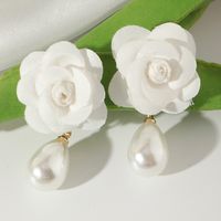 Imitation Pearl Earrings Fashion Cloth Flower Earrings Women main image 4