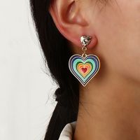 Rainbow Love Earrings Retro Alloy Drop Nectarine Heart Girl Earrings main image 1