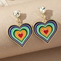 Rainbow Love Earrings Retro Alloy Drop Nectarine Heart Girl Earrings main image 3