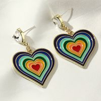 Rainbow Love Earrings Retro Alloy Drop Nectarine Heart Girl Earrings main image 4