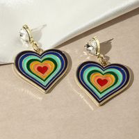 Rainbow Love Earrings Retro Alloy Drop Nectarine Heart Girl Earrings main image 5