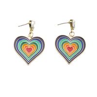 Rainbow Love Earrings Retro Alloy Drop Nectarine Heart Girl Earrings main image 6