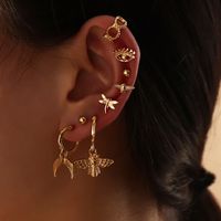 Animal Earring Dragonfly Bee Eyes Moon Earrings 8-piece Set main image 1