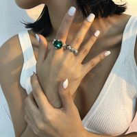 Imitation Emerald Ring Women's Bamboo Alloy Rings Set main image 1