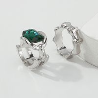 Imitation Emerald Ring Women's Bamboo Alloy Rings Set main image 4