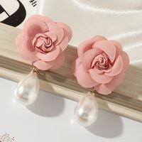 Imitation Pearl Earrings Fashion Cloth Flower Earrings Women sku image 2