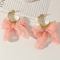 Fabric Yarn Bow Knot Earrings Mori Girls C-shaped Earrings sku image 1