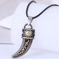 Fashion Metal Wolf Tooth Wax Rope Necklace sku image 1