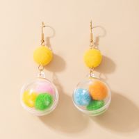 Korean Sweet Cute Fashion Style Color Ball Earrings main image 6