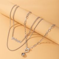 Fashion Simple Style Punk Style Alphabet Chain Word Buckle Bell Necklace main image 1