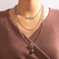 Fashion Simple Style Punk Style Alphabet Chain Word Buckle Bell Necklace main image 3