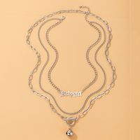 Fashion Simple Style Punk Style Alphabet Chain Word Buckle Bell Necklace main image 5