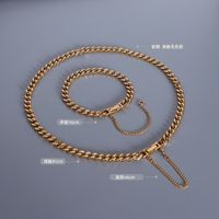 Fashion Tassel Clasp Thick Chain Titanium Steel Necklace Bracelet Set main image 6