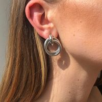 Wholesale Fashion Alloy Twisted Double Circle Earrings main image 1
