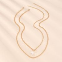 Fashion Special-shaped Imitation Pearl Pendent Double-layer Clavicle Chain main image 5