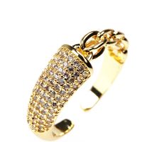 Fashion Copper Inlaid Zircon Splicing Adjustable Opening Ring main image 6