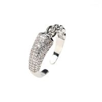 Fashion Copper Inlaid Zircon Splicing Adjustable Opening Ring main image 3