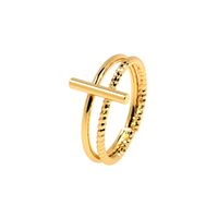 Simple Geometric Line Lock Double-layer Copper Ring main image 1