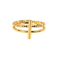 Simple Geometric Line Lock Double-layer Copper Ring main image 3