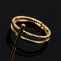 Simple Geometric Line Lock Double-layer Copper Ring main image 5