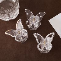 Großhandel Mode Schmetterling Perle Transparent Greifclip main image 1