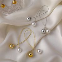 Wholesale Fashion Cross Arc Pearl Asymmetric Earrings main image 2