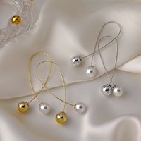 Wholesale Fashion Cross Arc Pearl Asymmetric Earrings main image 3