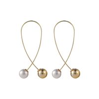 Wholesale Fashion Cross Arc Pearl Asymmetric Earrings main image 6