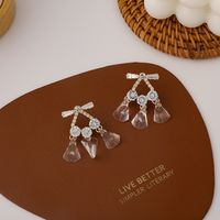 Korean Zircon Crystal Bow Tassel Transparent Water Drop Gemstone Earrings main image 4