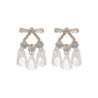 Korean Zircon Crystal Bow Tassel Transparent Water Drop Gemstone Earrings main image 6
