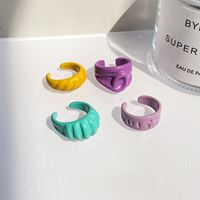 Simple Irregular Shape Color Resin Open Ring main image 3
