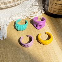 Simple Irregular Shape Color Resin Open Ring main image 4