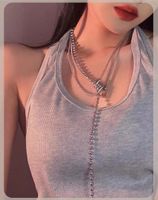 Hip-hop Metal Round Bead Chain Stacking Clavicle Chain main image 5