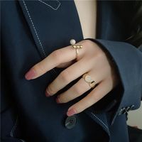 Simple Gold Plated Micro Diamonds Opening Adjustable Ring main image 1