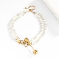 Fashion Round Bead Chain Double Imitation Pearl Necklace main image 3