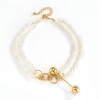 Fashion Round Bead Chain Double Imitation Pearl Necklace main image 6