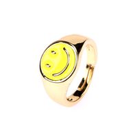 Anillo De Apertura De Cara Sonriente De Aceite De Goteo Chapado En Cobre De Moda sku image 4