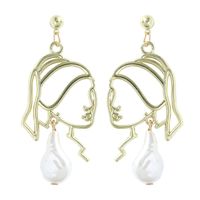 Fashion Electroplating Gold Alloy Inlaid Pearl Portrait Earrings main image 1