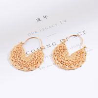 Retro Alloy Hollow Semicircular Carved Earrings Wholesale main image 2