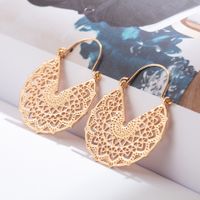 Retro Alloy Hollow Semicircular Carved Earrings Wholesale main image 5