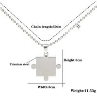 Fashion Titanium Steel Square Puzzle Pendant Couples Necklaces main image 3