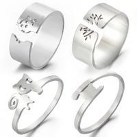 Fashion Hollow Cat Stainless Steel Open Ring main image 1