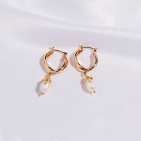 Fashion Gold Thread Winding Natural Freshwater Pearl Earrings main image 1