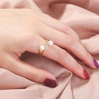 Wholesale Fashion Gold Full Of Zircon Pearl Opening Ring main image 1