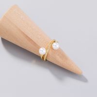 Wholesale Fashion Gold Full Of Zircon Pearl Opening Ring main image 3