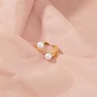 Wholesale Fashion Gold Full Of Zircon Pearl Opening Ring main image 4