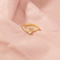 Fashion Golden Full Zircon Heart-shaped Triangle Open Ring main image 5