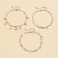 Simple Multi-layer Heart Chain Alloy Rhinestone Anklet Set main image 6